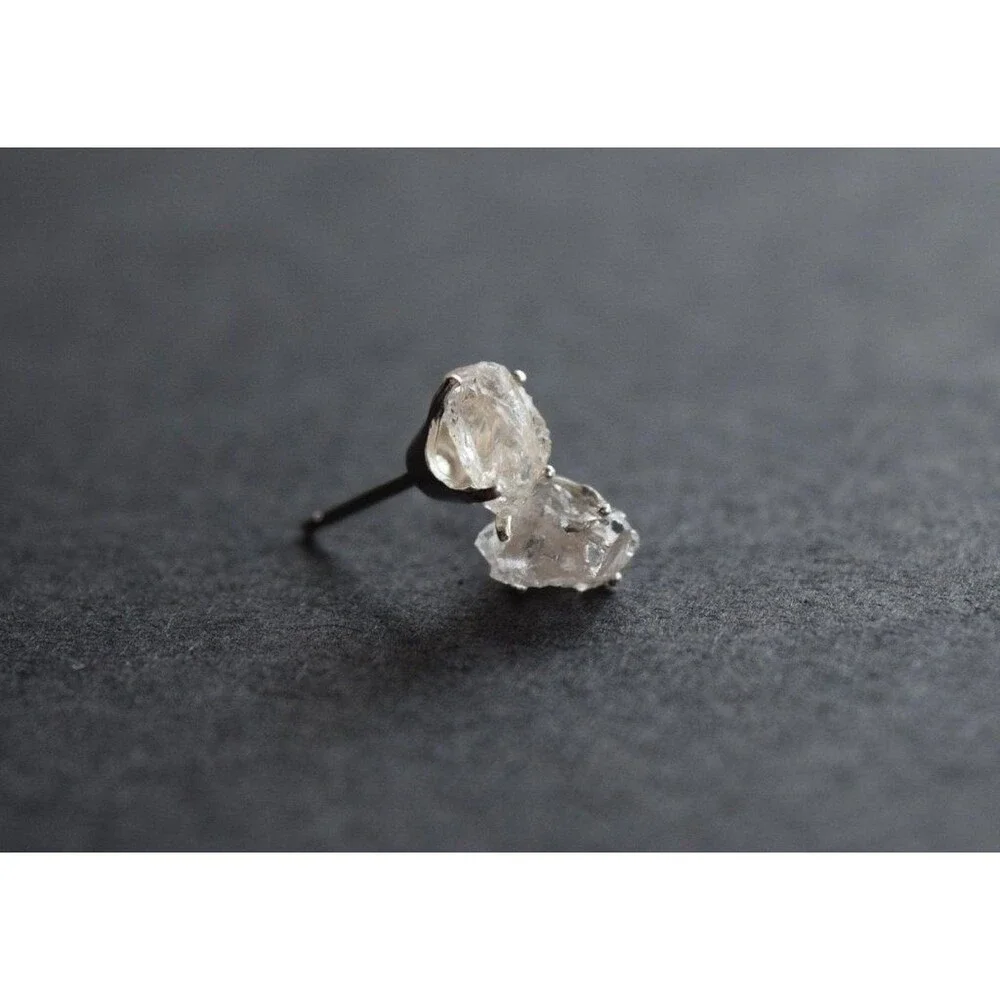 Raw Lake County Diamond Stud Earrings, Sterling Silver